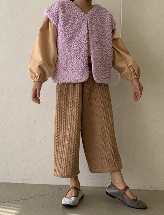 CABLE KNITTED PANTS, WARM CAMEL